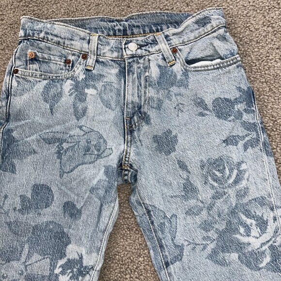 LEVI'S X POKEMON BIG E FLORAL PIKACHU Button Fly Denim Blue Jeans 28X30 - Picture 2 of 16